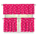 Valentine's Day Geometric Heart Print 3 Piece Kitchen Curtains