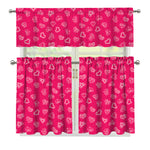 Valentine's Day Geometric Heart Print 3 Piece Kitchen Curtains