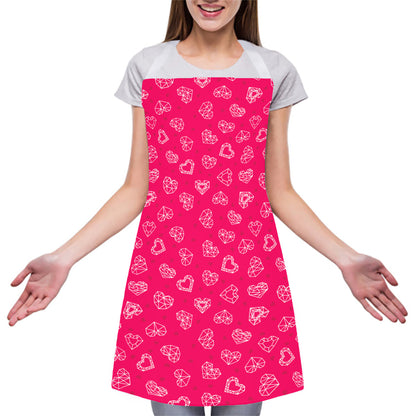 Valentine's Day Geometric Heart Print Adjustable Apron