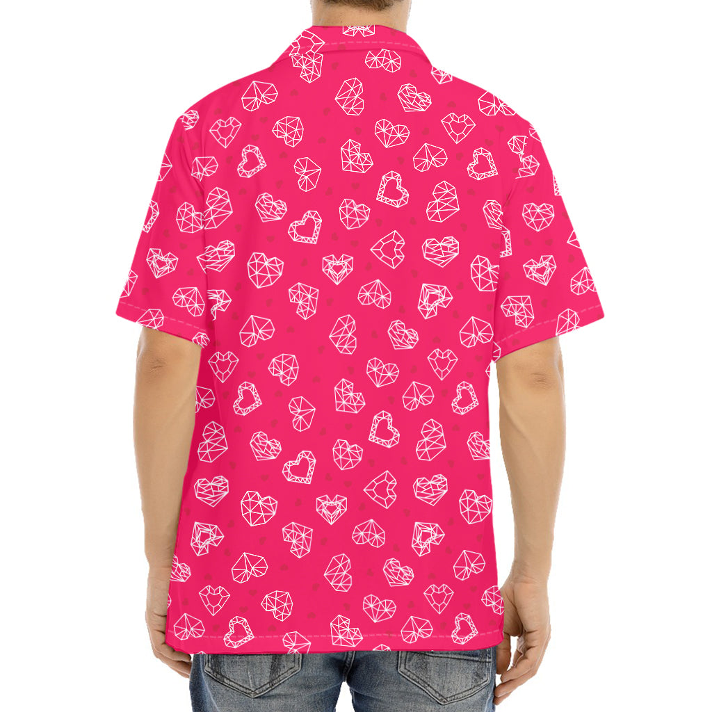 Valentine's Day Geometric Heart Print Aloha Shirt