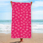 Valentine's Day Geometric Heart Print Beach Towel