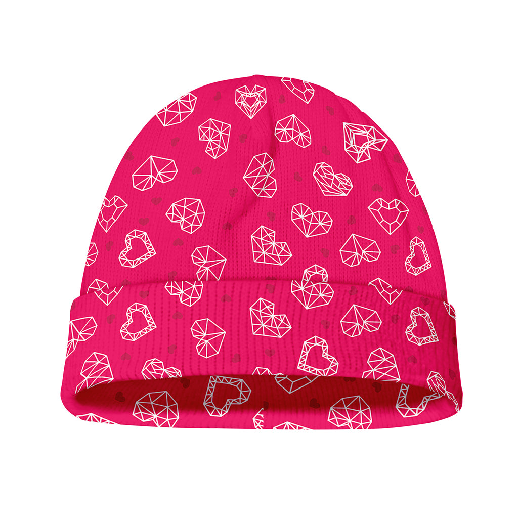 Valentine's Day Geometric Heart Print Beanie