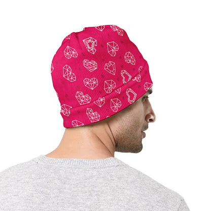Valentine's Day Geometric Heart Print Beanie