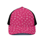 Valentine's Day Geometric Heart Print Black Mesh Trucker Cap