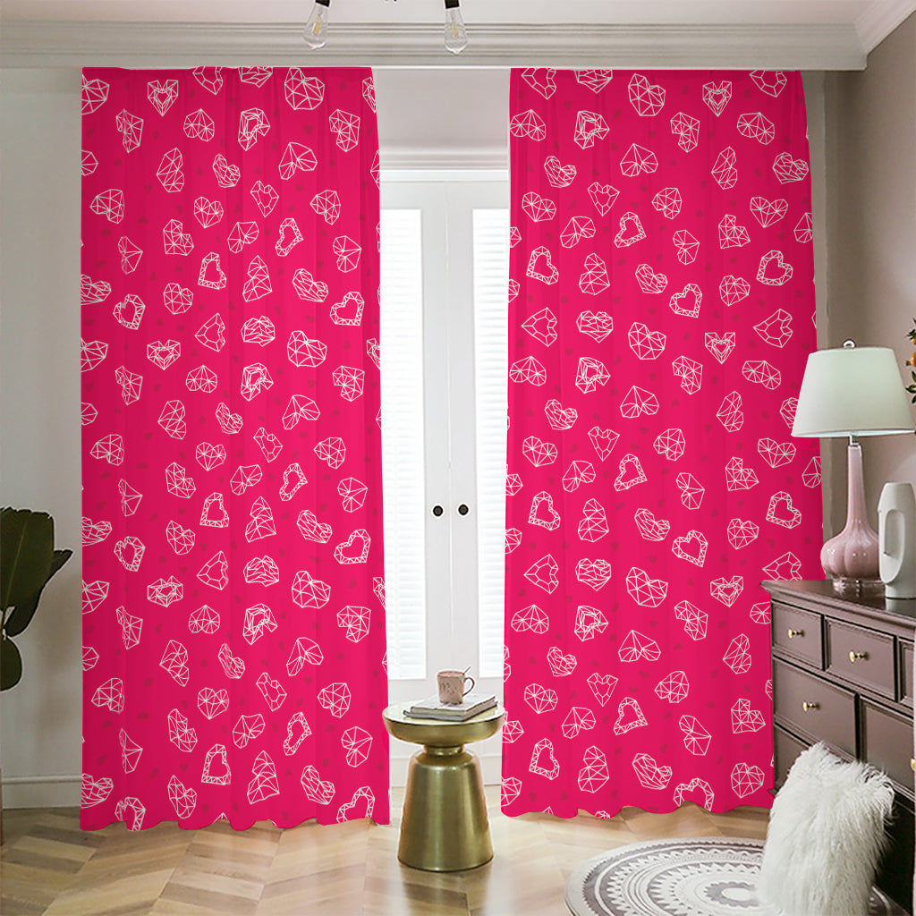 Valentine's Day Geometric Heart Print Blackout Pencil Pleat Curtains