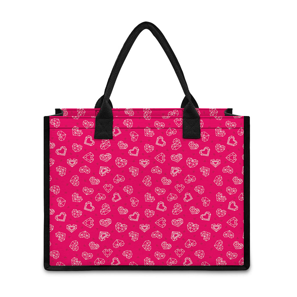 Valentine's Day Geometric Heart Print Canvas Tote Bag