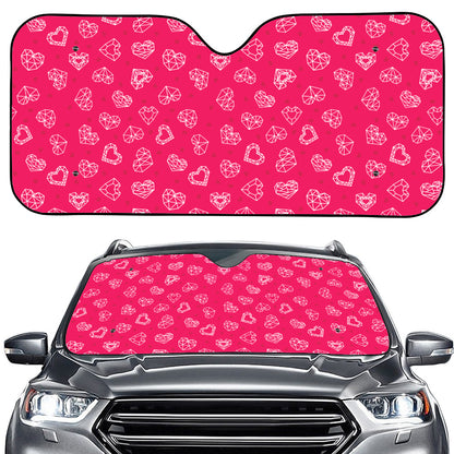 Valentine's Day Geometric Heart Print Car Windshield Sun Shade