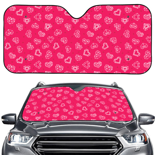 Valentine's Day Geometric Heart Print Car Windshield Sun Shade