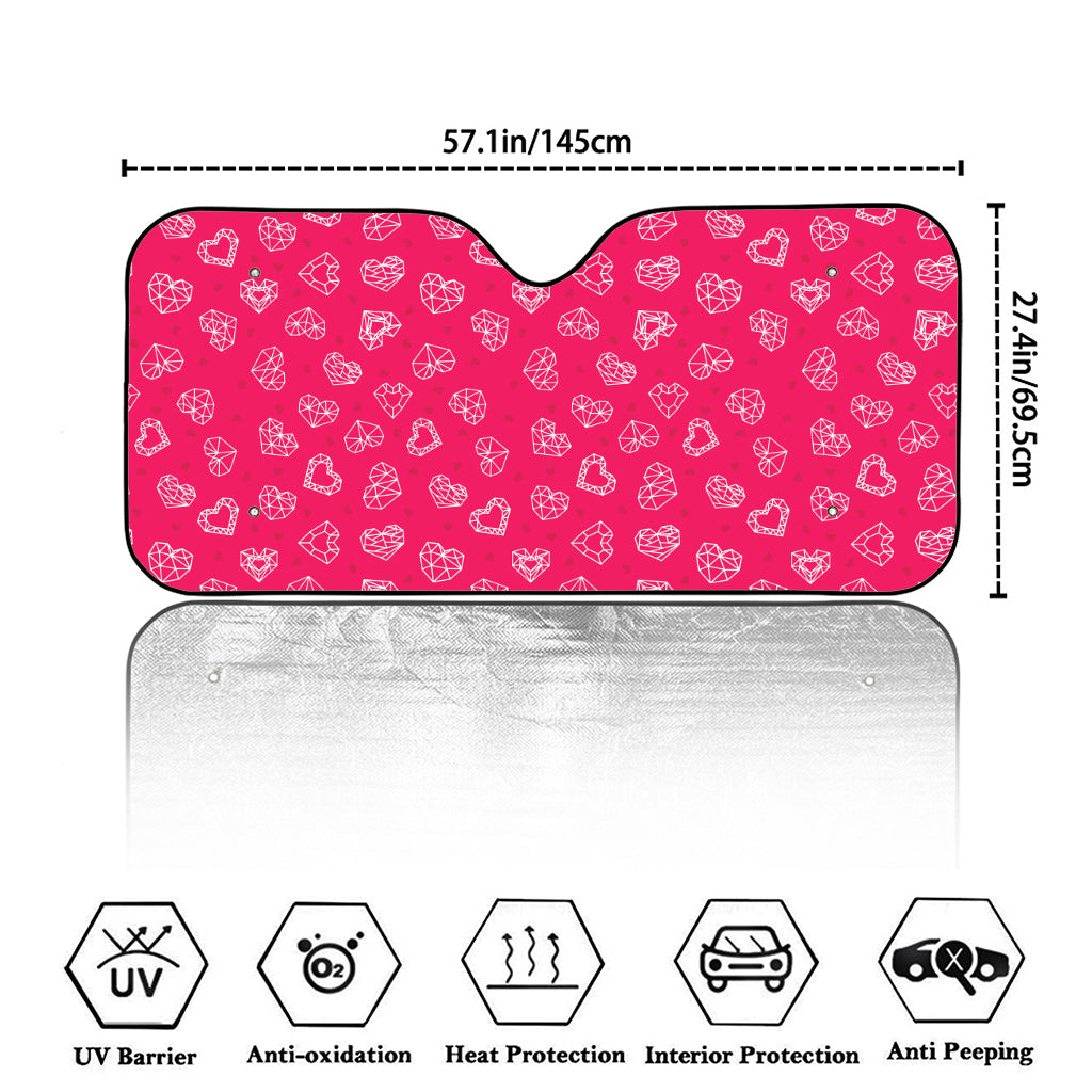 Valentine's Day Geometric Heart Print Car Windshield Sun Shade
