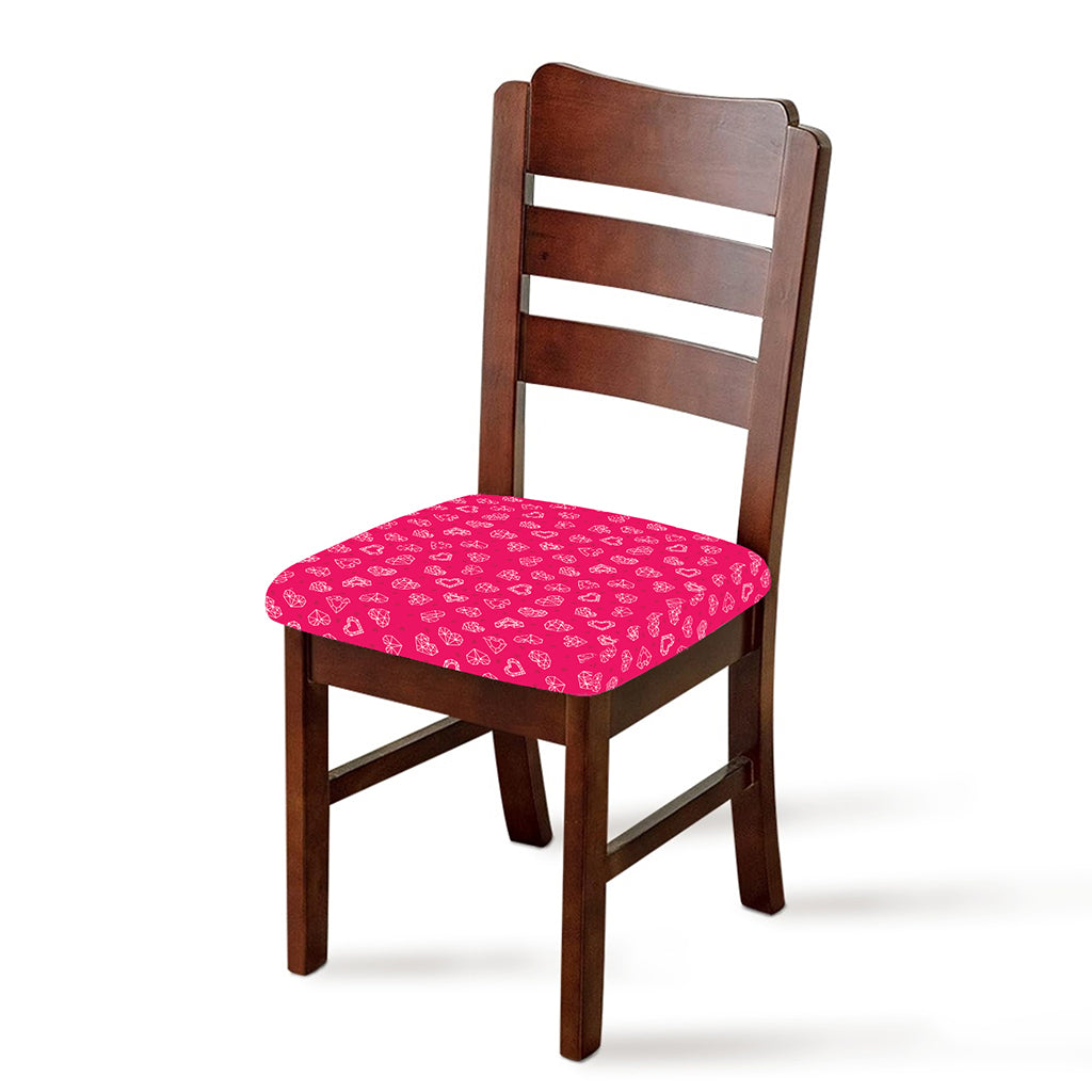 Valentine's Day Geometric Heart Print Chair Cushion Cover
