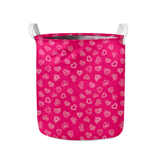 Valentine's Day Geometric Heart Print Collapsible Laundry Basket