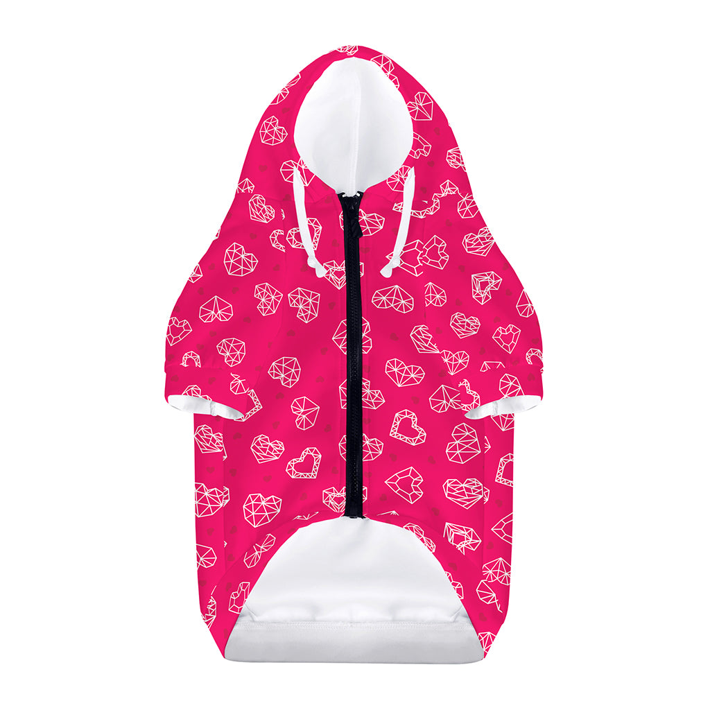 Valentine's Day Geometric Heart Print Dog Zip Up Hoodie