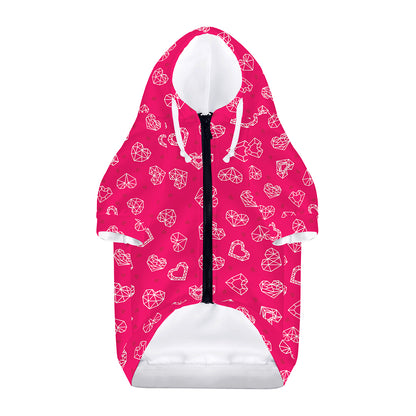 Valentine's Day Geometric Heart Print Dog Zip Up Hoodie