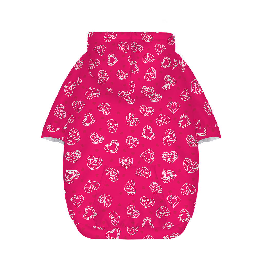 Valentine's Day Geometric Heart Print Dog Zip Up Hoodie
