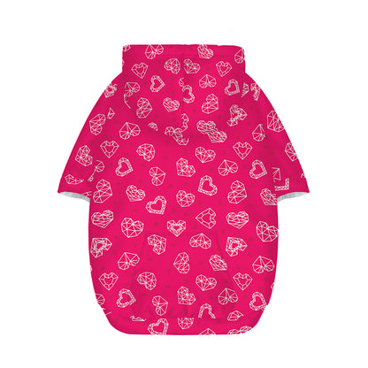 Valentine's Day Geometric Heart Print Dog Zip Up Hoodie