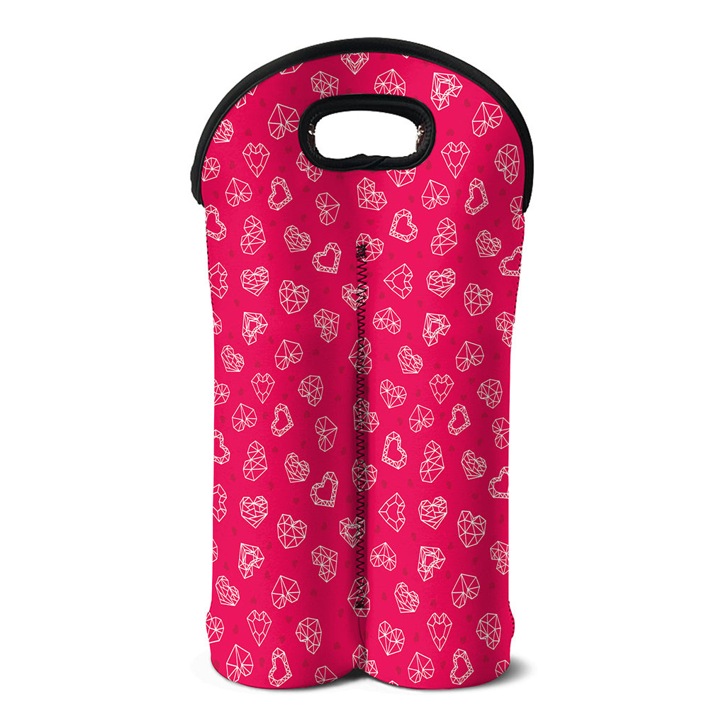 Valentine's Day Geometric Heart Print Double Neoprene Wine Tote