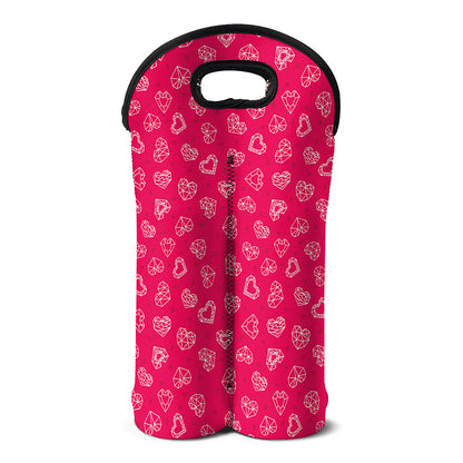 Valentine's Day Geometric Heart Print Double Neoprene Wine Tote