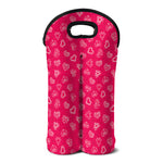 Valentine's Day Geometric Heart Print Double Neoprene Wine Tote
