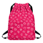 Valentine's Day Geometric Heart Print Drawstring Backpack