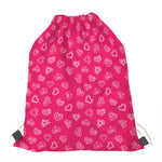 Valentine's Day Geometric Heart Print Drawstring Bag