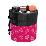 Valentine's Day Geometric Heart Print Drawstring Makeup Bag