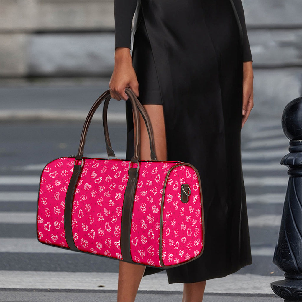 Valentine's Day Geometric Heart Print Duffle Bag