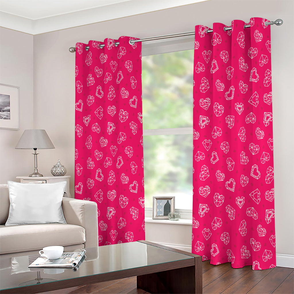Valentine's Day Geometric Heart Print Extra Wide Grommet Curtains