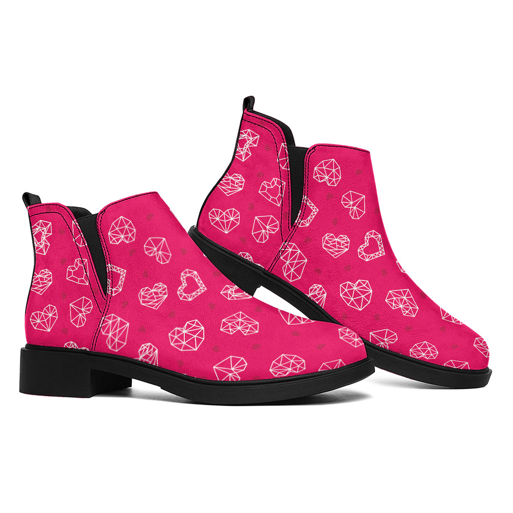 Valentine's Day Geometric Heart Print Flat Ankle Boots