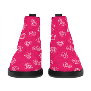 Valentine's Day Geometric Heart Print Flat Ankle Boots