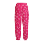 Valentine's Day Geometric Heart Print Fleece Lined Knit Pants