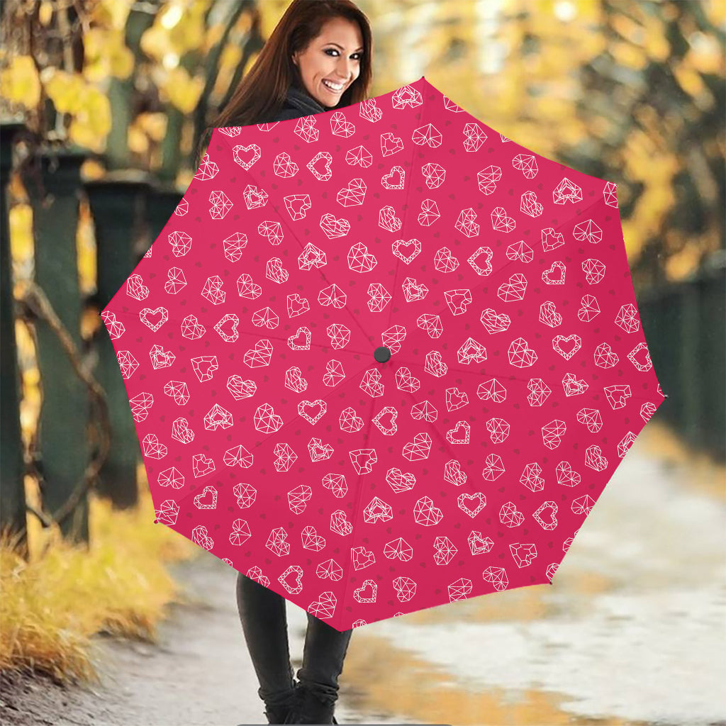 Valentine's Day Geometric Heart Print Foldable Umbrella