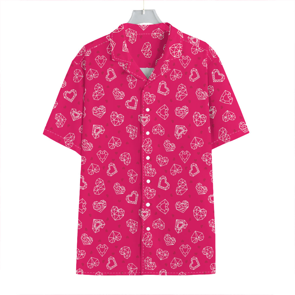 Valentine's Day Geometric Heart Print Hawaiian Shirt