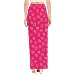Valentine's Day Geometric Heart Print High Slit Maxi Skirt