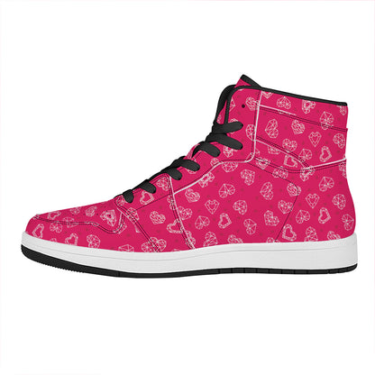 Valentine's Day Geometric Heart Print High Top Leather Sneakers