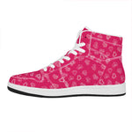 Valentine's Day Geometric Heart Print High Top Leather Sneakers