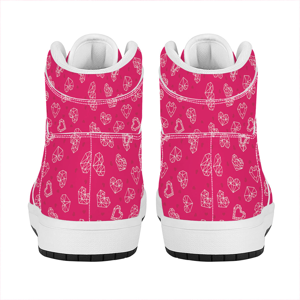 Valentine's Day Geometric Heart Print High Top Leather Sneakers