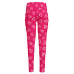 Valentine's Day Geometric Heart Print High-Waisted Pocket Leggings