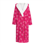 Valentine's Day Geometric Heart Print Hooded Bathrobe
