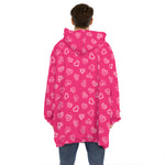 Valentine's Day Geometric Heart Print Hoodie Blanket