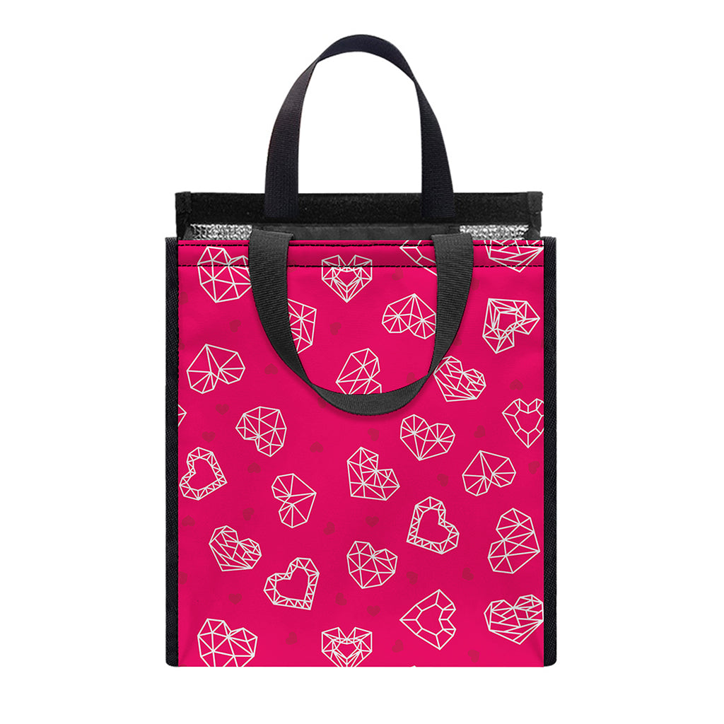 Valentine's Day Geometric Heart Print Insulated Lunch Tote