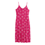 Valentine's Day Geometric Heart Print Jersey Midi Cami Dress