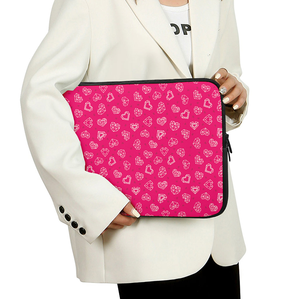 Valentine's Day Geometric Heart Print Laptop Sleeve