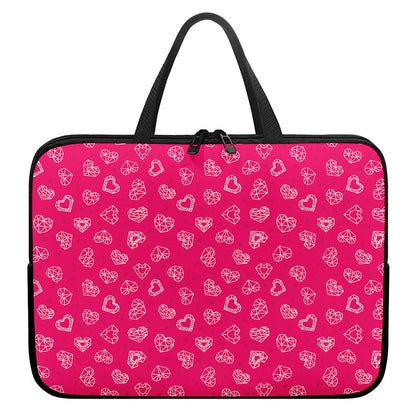 Valentine's Day Geometric Heart Print Laptop Sleeve With Handle