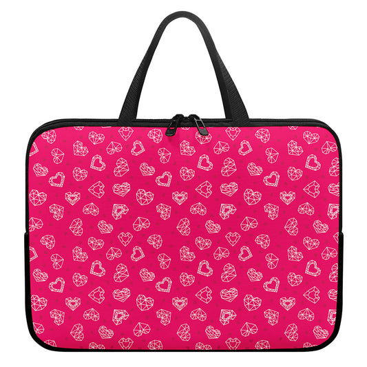 Valentine's Day Geometric Heart Print Laptop Sleeve With Handle