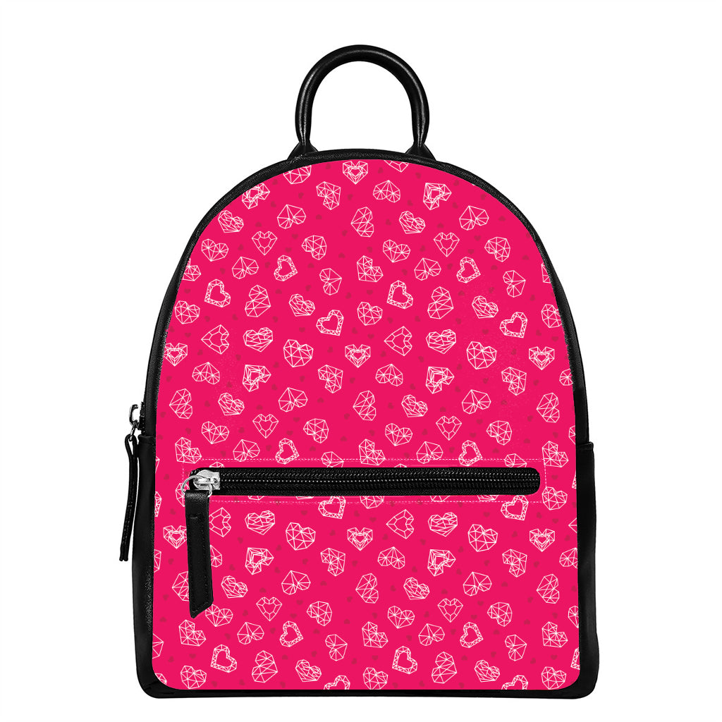 Valentine's Day Geometric Heart Print Leather Backpack