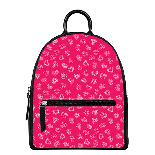 Valentine's Day Geometric Heart Print Leather Backpack