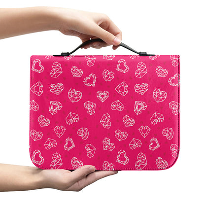 Valentine's Day Geometric Heart Print Leather Bible Cover