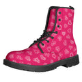 Valentine's Day Geometric Heart Print Lace-Up Boots