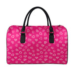 Valentine's Day Geometric Heart Print Leather Duffle Bag
