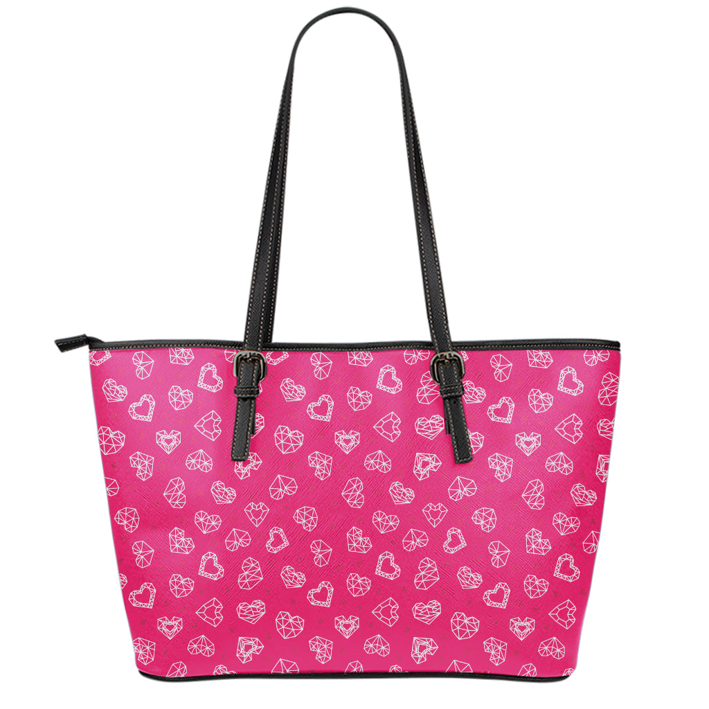 Valentine's Day Geometric Heart Print Leather Tote Bag